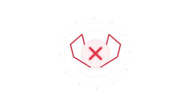 Failed security check shield icon splitting with red error cross