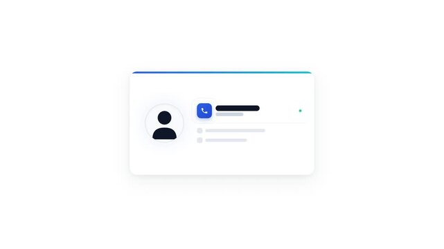 Contact card silhouette and phone handset icon animation