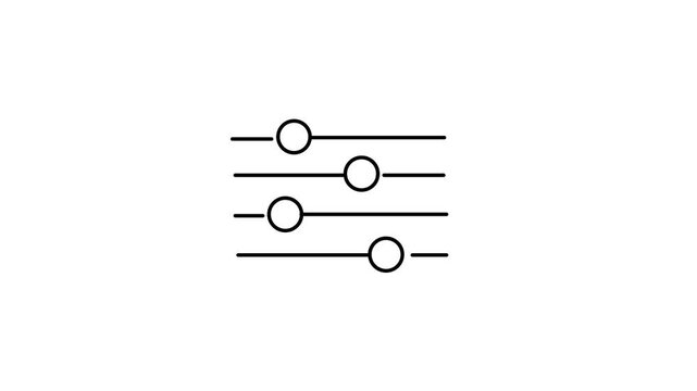 Adjustment sliders settings control panel line icon animation.