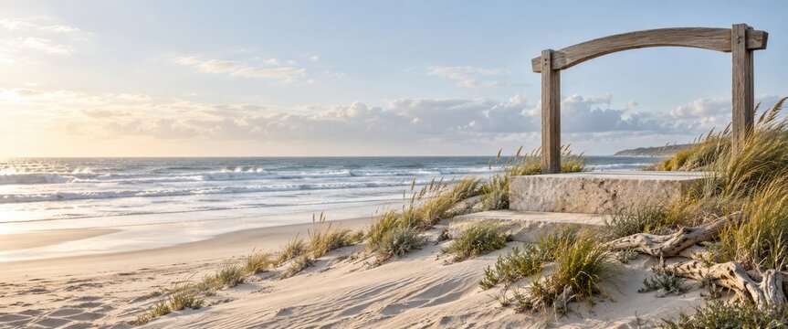 Coastal Dune Protection Product Stage With Weathered Timber Arch
