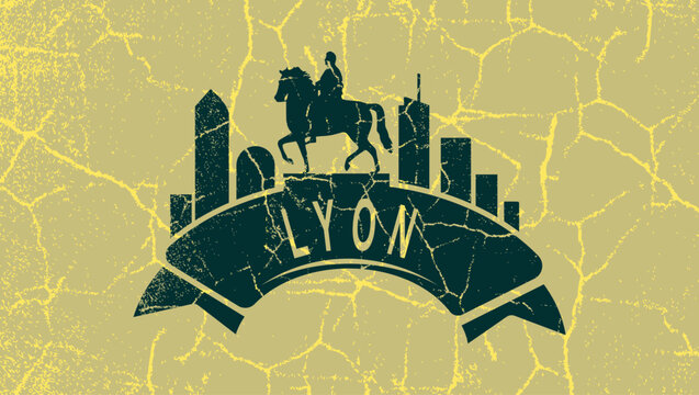 Lyon City symbol, color vector illustration