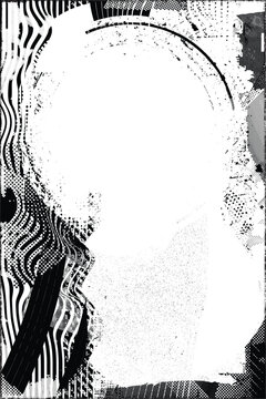 Glitch distorted grungy isolated layers . Design element for brochure, social media, posters, flyers. Overlay texture.Textured banner with Distress effect .Vector halftone dots . Screen print texture