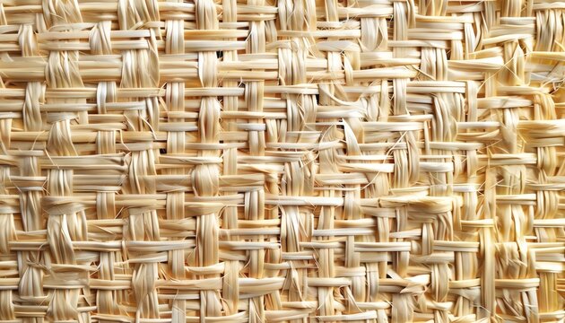 Natural raffia weave panel with fine straw texture