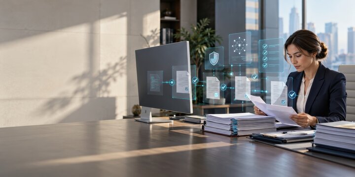 AI Regulatory Audit Officer Reviewing Compliance Documents