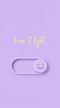 Minimalist Purple Background with Smiley Toggle Switch and Keep It Light Text