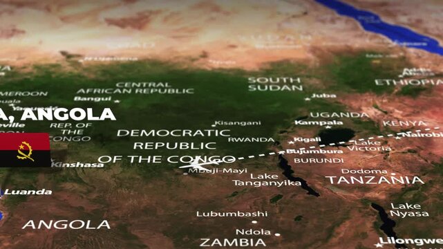 Flight From Mogadishu SOMALIA to LUANDA ANGOLA with flag pins