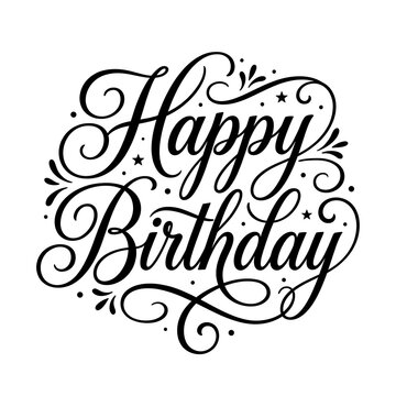 Happy birthday hand lettering typography design isolated on white background