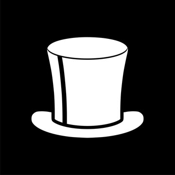 Top hat sign icon isolated on black background