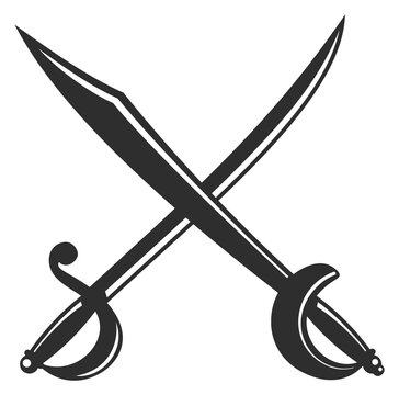 Crossed retro swords black icon. Fight symbol