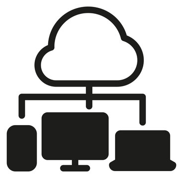 Cloud applications black icon. Different device digital apps