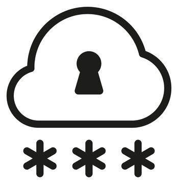 Cloud password protection black icon. Data security symbol