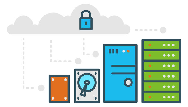 Cloud storage color concept. Web hosting service