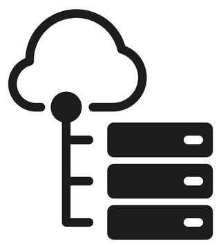 Cloud storage black icon. Web server symbol
