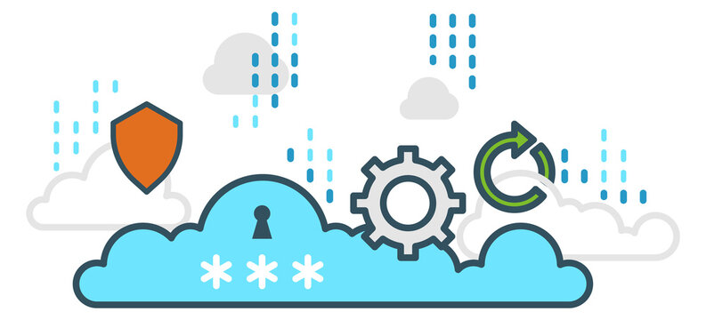 Cloud backup. Data password protection color icon