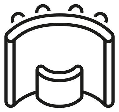 Pop up stand. Showcase exhibition display line icon