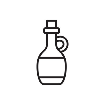 Minimalist bold line icon of an olive oil bottle isolated on white background.