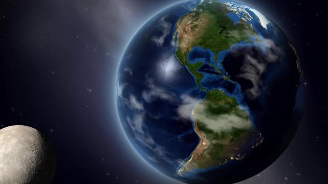 Animation of Planet Earth Rotating and Zooming into India with Infographics