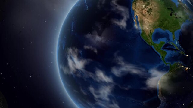 Earth Zoom In to Bolivia with Country Data Infographic