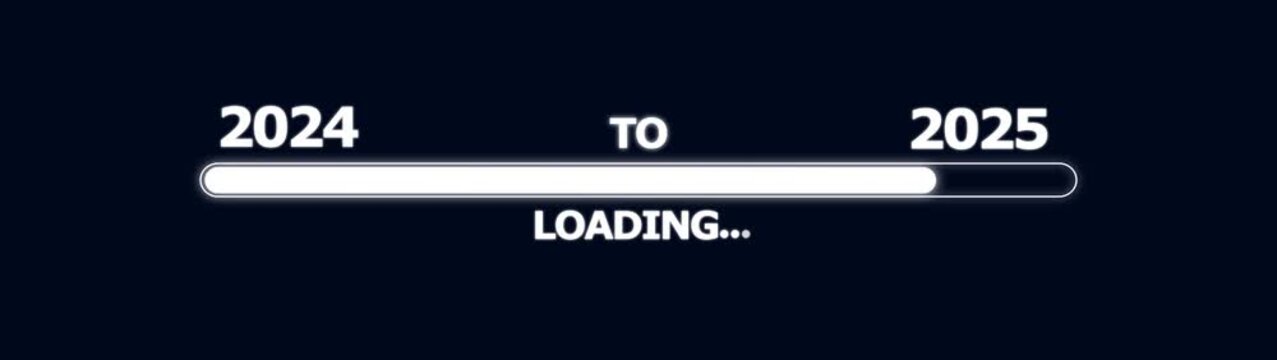 2024 to 2025 new year loading progress bar animation for holiday countdown and digital celebration