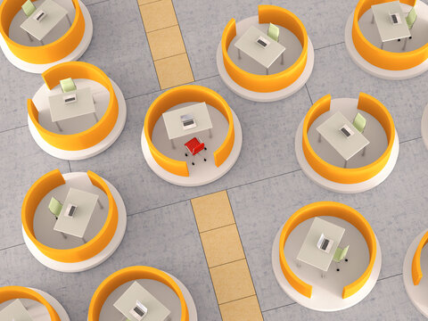 Modern office cubicles, 3d rendering