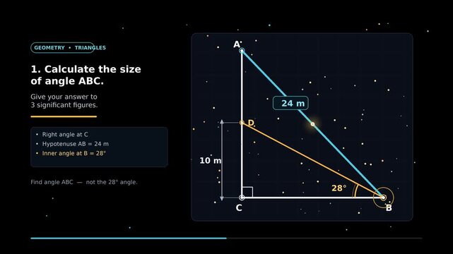 Triangle Illustration Demonstrating Mathematical Calculations with Labeled Sides and Angles. Geometry Concept for Education and Learning.