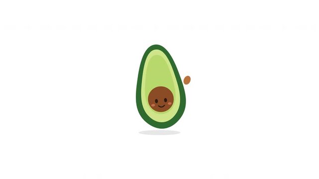 Cute avocado characters floating on a white background