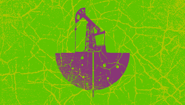 Oil Drilling, color vector illustration