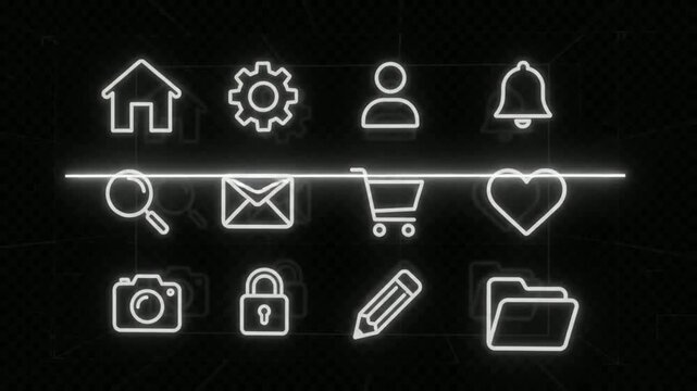 Minimalist spatial UI kit with blue play button icon on dark background