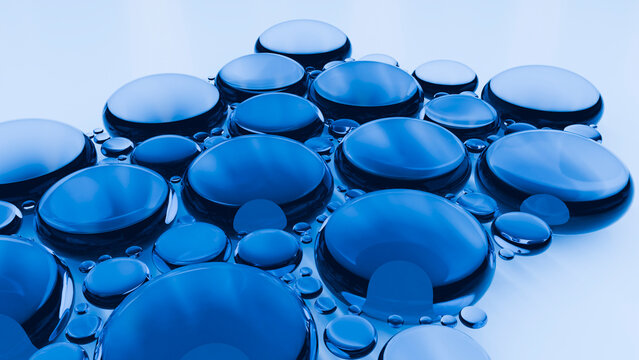 Close-up of water droplets demonstrating surface tension on smooth