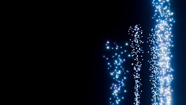 Vertical streams of glowing blue light particles on dark background
