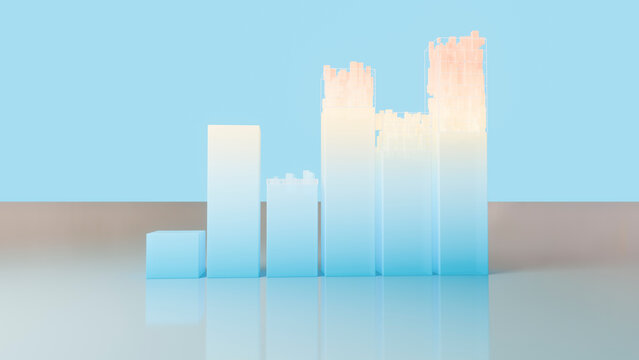 3d bar chart displaying business growth with gradient colors