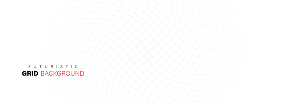 Futuristic white minimal curved grid background vector illustration, abstract tech wireframe mesh pattern, dynamic digital wave lines for modern science design and technology banner
