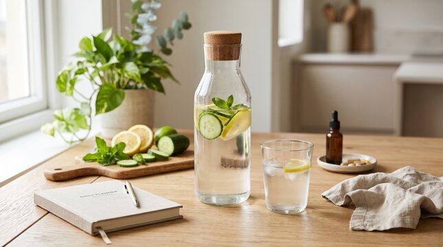 Hydration infused water healthy lifestyle home decor.