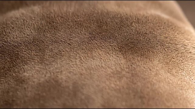Macro shot of soft brown organic fiber texture in a seamless video clip loop.