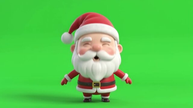 Jolly Santa Claus Singing Christmas Carols Animation on Green Screen Chroma Key