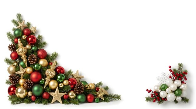 Festive christmas corner with evergreen branches ornaments and a warm holiday atmosphere