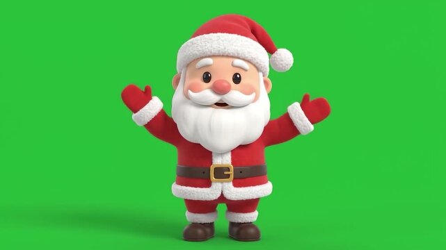 Happy 3D Santa Claus Walking Animation on Green Screen Chroma Key