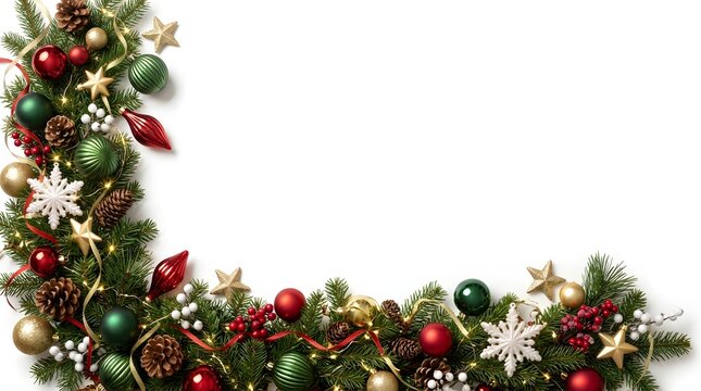 Festive christmas corner a beautiful holiday border with ornaments garland and seasonal cheer