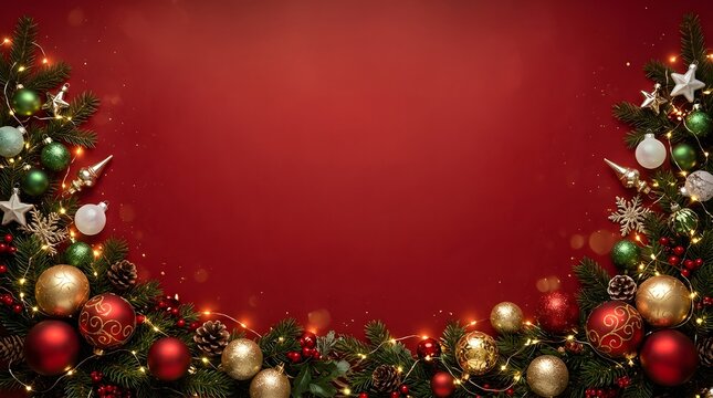 A festive holiday scene with christmas trees ornaments and warm glowing lights