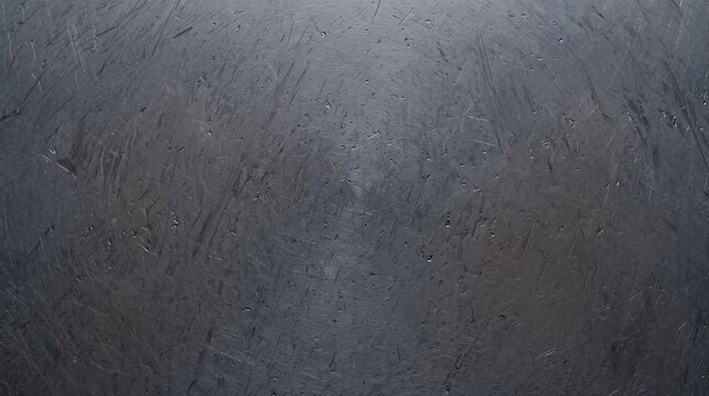 Dark gray metallic surface with circular brushed texture, fine scratches, and subtle light reflections