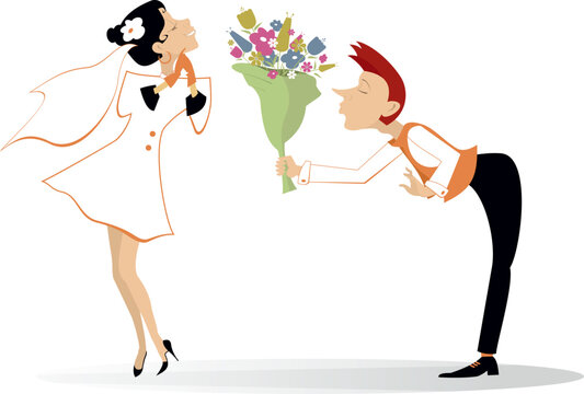 Happy day. Married wedding young couple