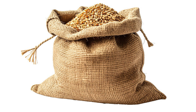 a sack of wheat isolated on transparent background.