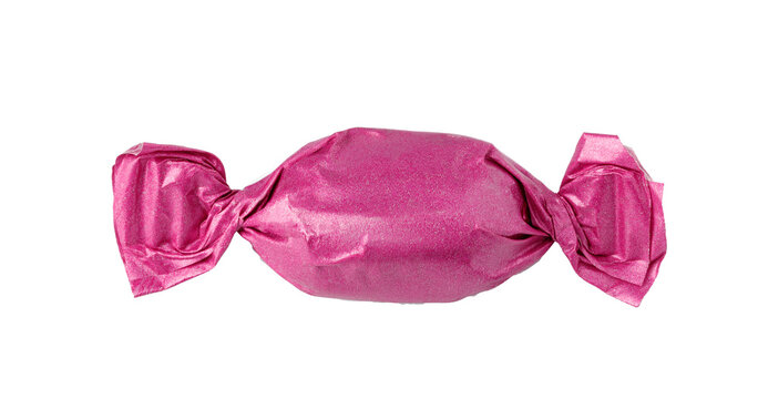 Pink wrapped candy isolated on a transparent background