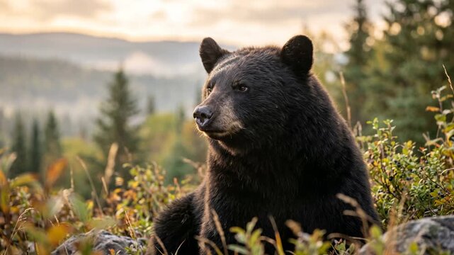 north american black bear close up at morning light in great smoky mountains national park tennessee north carolina usa video