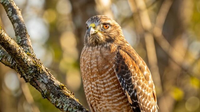 red shouldered hawk close up in sunlight at great smoky mountains national park video