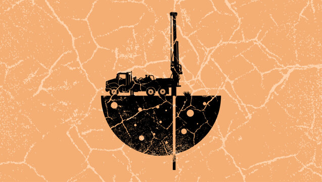 Rc Drilling symbol, color vector illustration