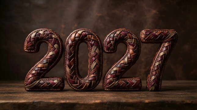 Elegant dark chocolate 2027 text design for a luxury new year celebration greeting card concept