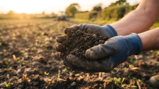 Scientist Pouring Soil Sample Into Beaker in Agricultural Site