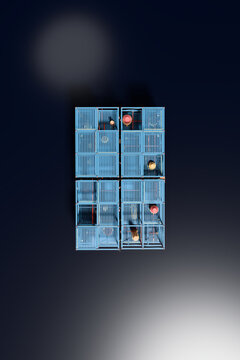 Distant 3D Refinery Layout Viewed Directly from Above