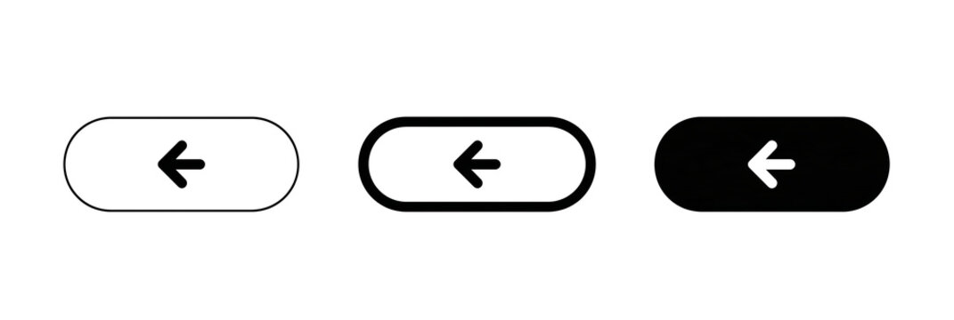 rounded back arrow buttons isolated on transparent background for web interface design